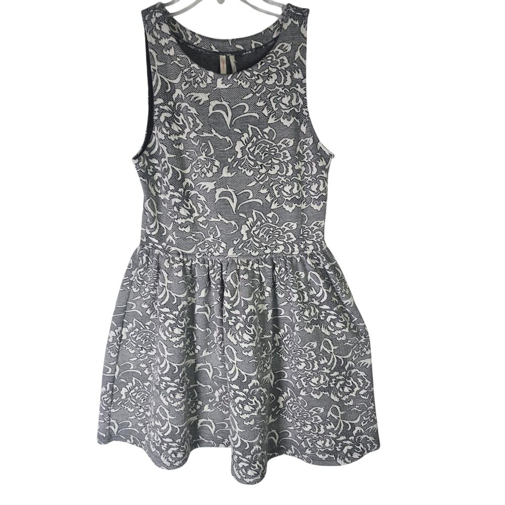 Frenchi Dress Juniors Large Cream Blacck Mini A-line Fit And Flare Sundress